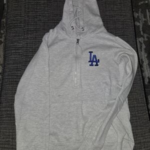 Gray Hoodie with Blue Logo